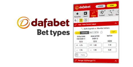 Bet types at dafabet app